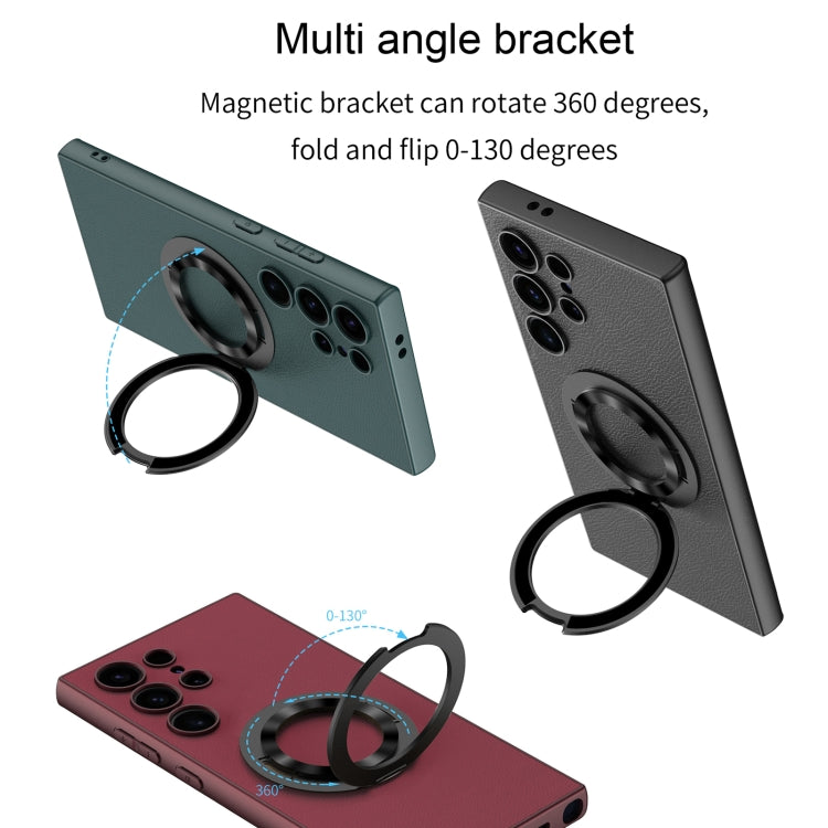 For Samsung Galaxy S24 Ultra 5G GKK Skin Feel Leather MagSafe Magnetic Phone Case with Holder(Green) - free shipping - PMC TechLife - Order now!