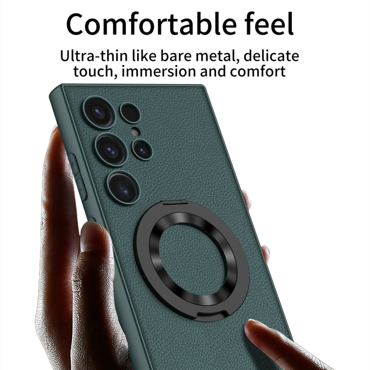 For Samsung Galaxy S24 Ultra 5G GKK Skin Feel Leather MagSafe Magnetic Phone Case with Holder(Grey) - Galaxy S24 Ultra 5G Cases by GKK | Online Shopping South Africa | PMC TechLife | Buy Now Pay Later Mobicred