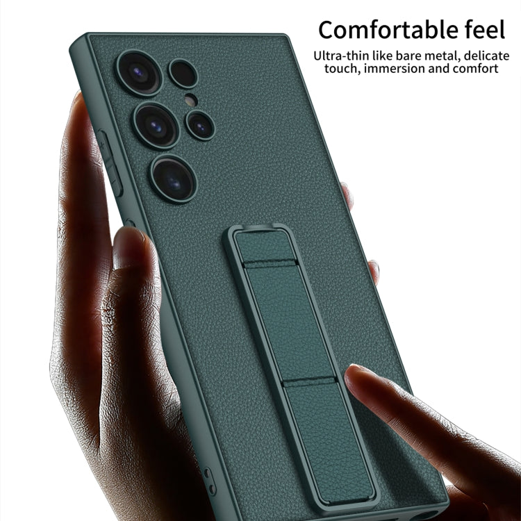 For Samsung Galaxy S24 Ultra 5G GKK Skin Feel Leather Fold Holder Phone Case(Carbon Fiber Texture) - free shipping - PMC Jewellery - Order now!