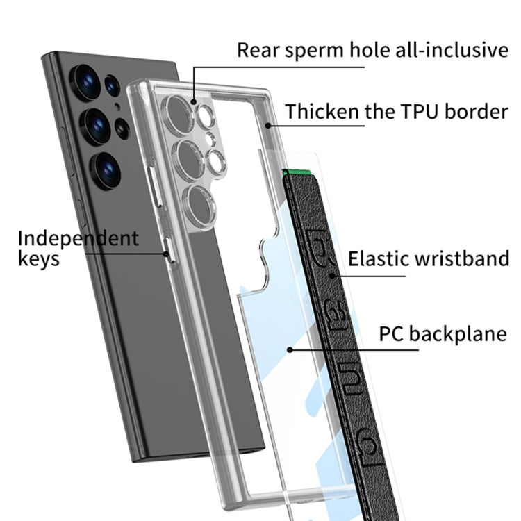 For Samsung Galaxy S24 Ultra 5G GKK Space Frame Transparent PC + TPU Phone Case with Wrist Strap(White) - Galaxy S24 Ultra 5G Cases by GKK | Online Shopping South Africa | PMC TechLife