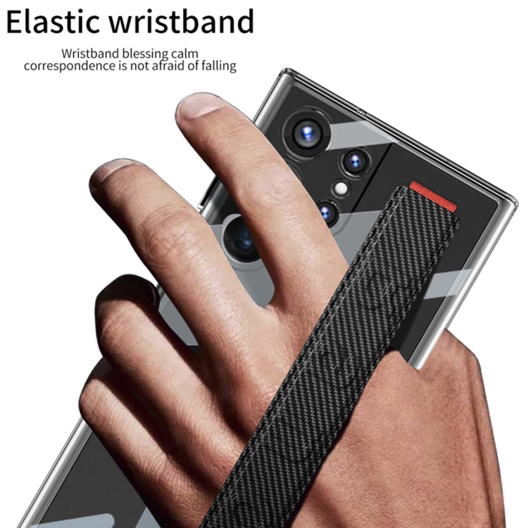 For Samsung Galaxy S24 Ultra 5G GKK Space Frame Transparent PC + TPU Phone Case with Wrist Strap(Carbon Fiber Texture) - Galaxy Phone Cases by GKK | Online Shopping South Africa | PMC TechLife
