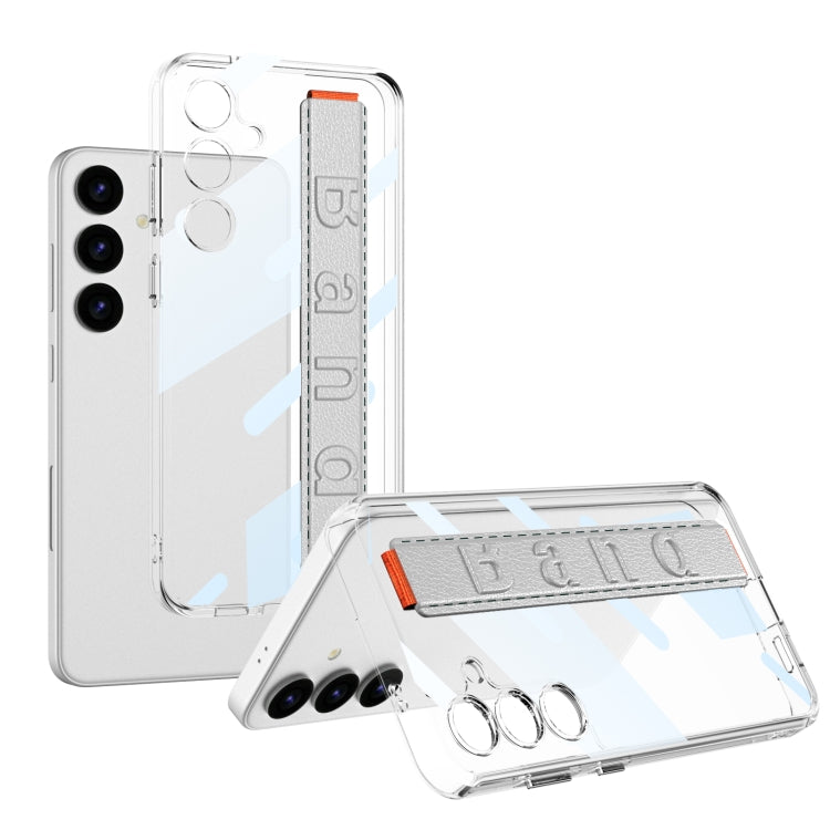 For Samsung Galaxy S24 5G GKK Space Frame Transparent PC + TPU Phone Case with Wrist Strap(White) - free shipping - PMC Jewellery - Order now!