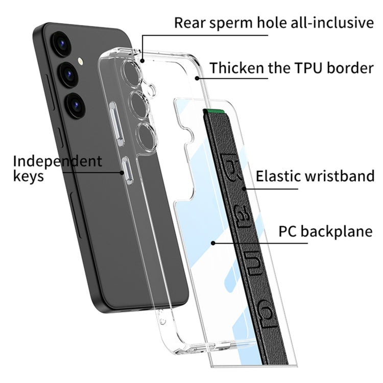 For Samsung Galaxy S24 5G GKK Space Frame Transparent PC + TPU Phone Case with Wrist Strap(White) - free shipping - PMC Jewellery - Order now!