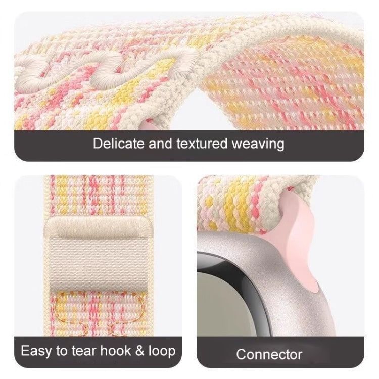 For Apple Watch Series 10 42mm / 9 41mm Loop Nylon Watch Band(Starlight Yellow Pink) - free shipping - PMC TechLife - Order now!