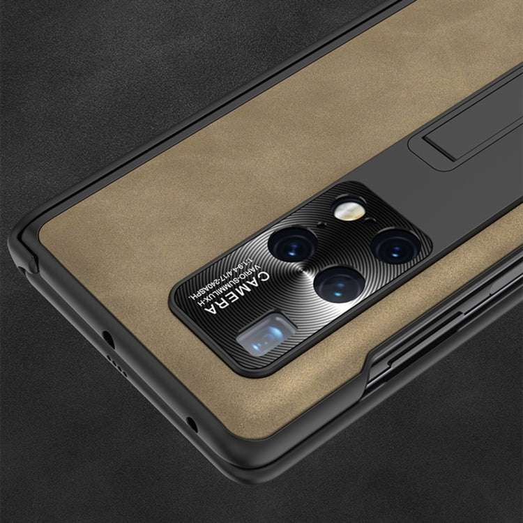 For Huawei Mate X2 GKK Integrated Frosted Fold Hinge Privacy Leather Phone Case with Holder(Brown) - free shipping - PMC Jewellery - Order now!