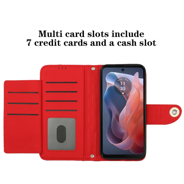 For Motorola Moto G Play 4G 2024 Rhombic Texture Flip Leather Phone Case with Lanyard(Red) - Motorola Cases by PMC Jewellery | Online Shopping South Africa | PMC Jewellery | Buy Now Pay Later Mobicred