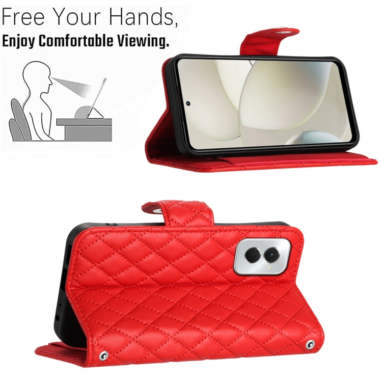 For Motorola Moto G Power 5G 2024 Rhombic Texture Flip Leather Phone Case with Lanyard(Red) - Motorola Cases by PMC Jewellery | Online Shopping South Africa | PMC Jewellery | Buy Now Pay Later Mobicred