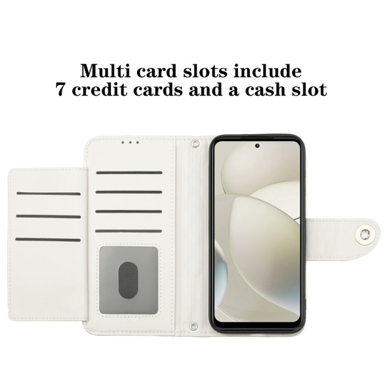 For Motorola Moto G Power 5G 2024 Rhombic Texture Flip Leather Phone Case with Lanyard(White) - Motorola Cases by PMC Jewellery | Online Shopping South Africa | PMC Jewellery | Buy Now Pay Later Mobicred