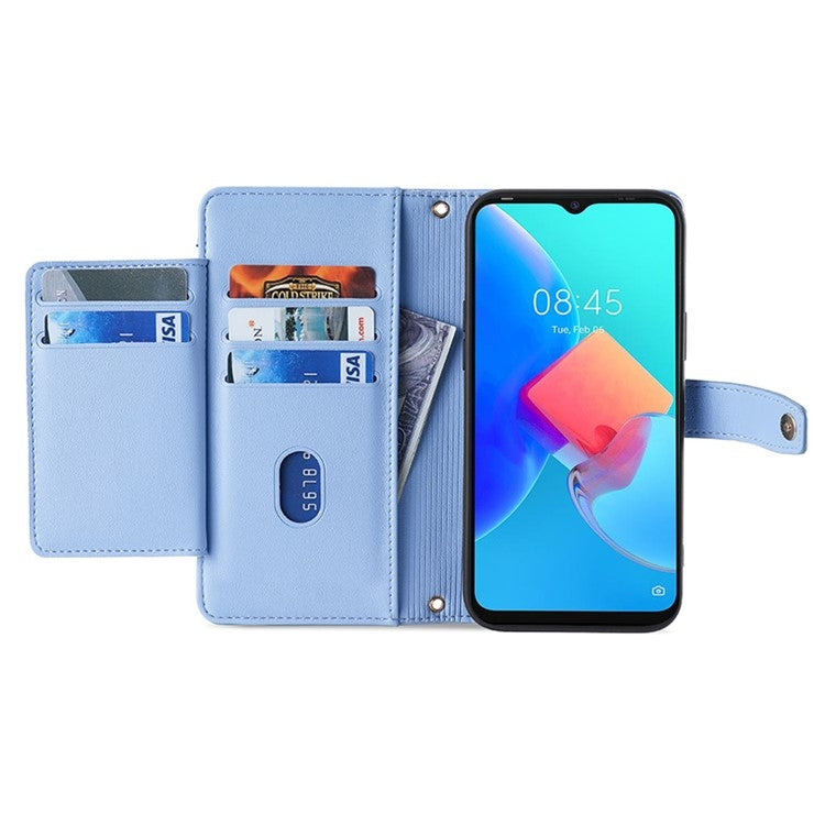 For Tecno Pova 6 Pro 5G Sheep Texture Cross-body Zipper Wallet Leather Phone Case(Blue) - Tecno Cases by PMC TechLife | Online Shopping South Africa | PMC TechLife | Buy Now Pay Later Mobicred