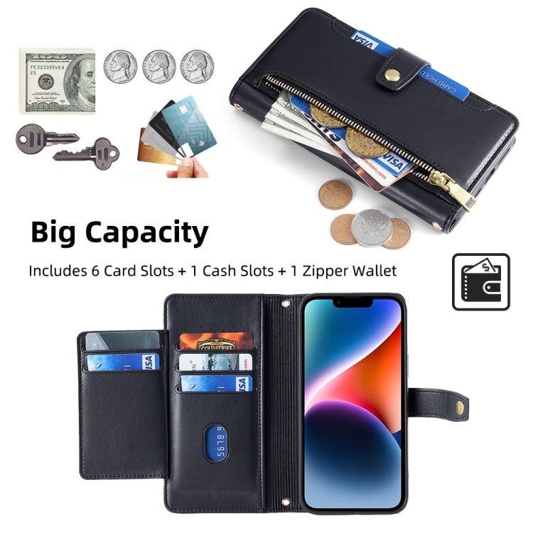 For Tecno Spark 30C 4G Sheep Texture Cross-body Zipper Wallet Leather Phone Case(Black) - Tecno Cases by PMC TechLife | Online Shopping South Africa | PMC TechLife | Buy Now Pay Later Mobicred