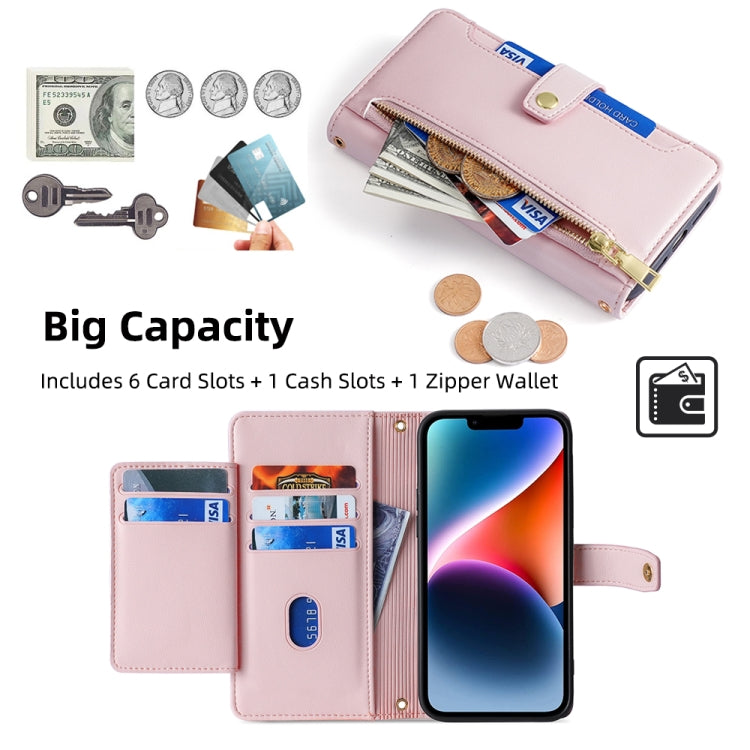 For Itel RS4 4G Sheep Texture Cross-body Zipper Wallet Leather Phone Case(Pink) - More Brand by PMC TechLife | Online Shopping South Africa | PMC TechLife | Buy Now Pay Later Mobicred