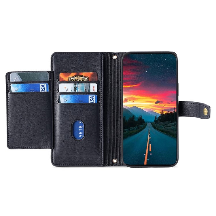 For Itel A50 4G Sheep Texture Cross-body Zipper Wallet Leather Phone Case(Black) - More Brand by PMC TechLife | Online Shopping South Africa | PMC TechLife | Buy Now Pay Later Mobicred