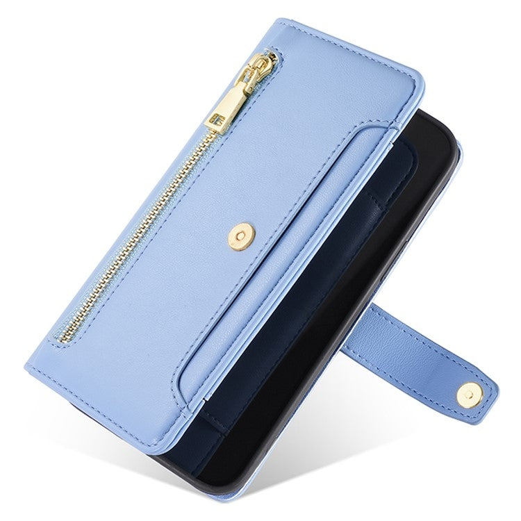 For itel A50 4G Sheep Texture Cross-body Zipper Wallet Leather Phone Case(Blue) - free shipping - PMC TechLife - Order now!