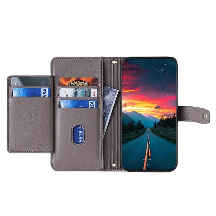 For Itel A50 4G Sheep Texture Cross-body Zipper Wallet Leather Phone Case(Grey) - More Brand by PMC TechLife | Online Shopping South Africa | PMC TechLife | Buy Now Pay Later Mobicred
