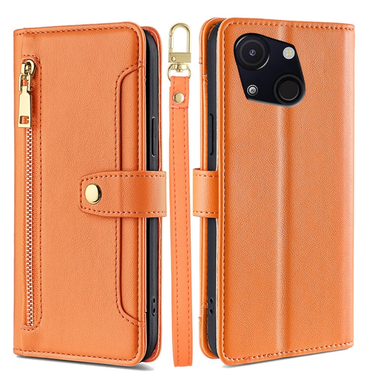 For Itel A50C 4G Sheep Texture Cross-body Zipper Wallet Leather Phone Case(Orange) - More Brand by PMC TechLife | Online Shopping South Africa | PMC TechLife | Buy Now Pay Later Mobicred