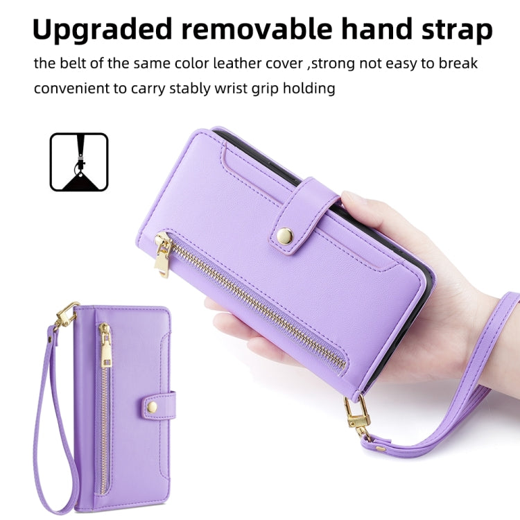 For Itel A50C 4G Sheep Texture Cross-body Zipper Wallet Leather Phone Case(Purple) - More Brand by PMC TechLife | Online Shopping South Africa | PMC TechLife | Buy Now Pay Later Mobicred