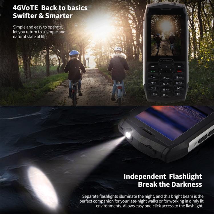 HAMTOD H3 Rugged Phone, EU Version, 2.8 inch T107 ARM CortexTM A7 Quad-core 1.0GHz, Network: 4G, VoLTE, BT, SOS(Black) - free shipping - PMC TechLife - Order now!