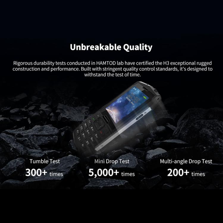 HAMTOD H3 Rugged Phone, EU Version, 2.8 inch T107 ARM CortexTM A7 Quad-core 1.0GHz, Network: 4G, VoLTE, BT, SOS(Black) - free shipping - PMC TechLife - Order now!