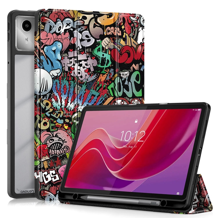 For Lenovo Tab M11 / Xiaoxin Pad 2024 Acrylic 3-Fold Painted Smart Leather Tablet Case(Graffiti) - Lenovo by PMC Jewellery | Online Shopping South Africa | PMC Jewellery | Buy Now Pay Later Mobicred