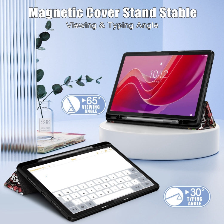 For Lenovo Tab M11 / Xiaoxin Pad 2024 Acrylic 3-Fold Painted Smart Leather Tablet Case(Graffiti) - Lenovo by PMC Jewellery | Online Shopping South Africa | PMC Jewellery | Buy Now Pay Later Mobicred
