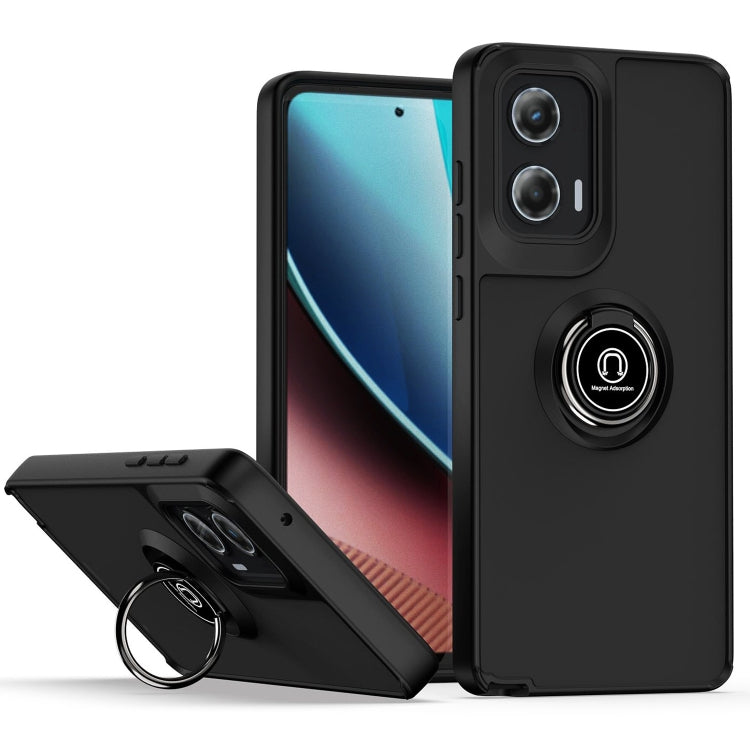 For Motorola Moto G Stylus 5G 2024 Q Shadow 1 Series TPU + PC Phone Case with Ring(Black+Black) - Motorola Cases by PMC TechLife | Online Shopping South Africa | PMC TechLife | Buy Now Pay Later Mobicred