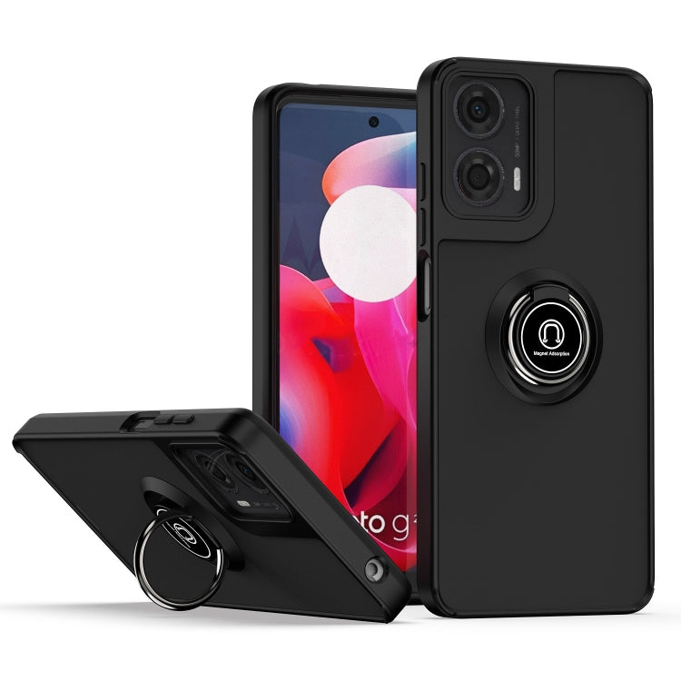 For Motorola Moto G24 / G04 Q Shadow 1 Series TPU + PC Phone Case with Ring(Black+Black) - Motorola Cases by PMC TechLife | Online Shopping South Africa | PMC TechLife | Buy Now Pay Later Mobicred