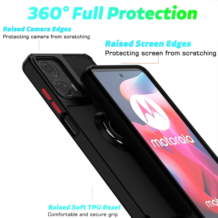 For Motorola Moto G24 / G04 Q Shadow 1 Series TPU + PC Phone Case with Ring(Black+Black) - Motorola Cases by PMC TechLife | Online Shopping South Africa | PMC TechLife | Buy Now Pay Later Mobicred