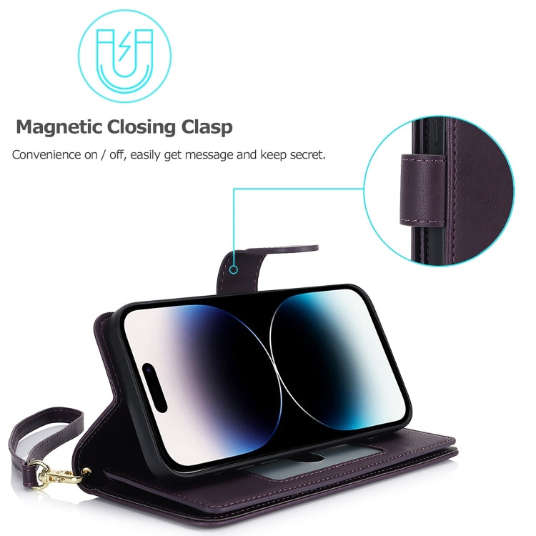 For iPhone 16 Pro Multi-Card Wallet RFID Leather Phone Case(Dark Purple) - iPhone 16 Pro Cases by PMC TechLife | Online Shopping South Africa | PMC TechLife | Buy Now Pay Later Mobicred