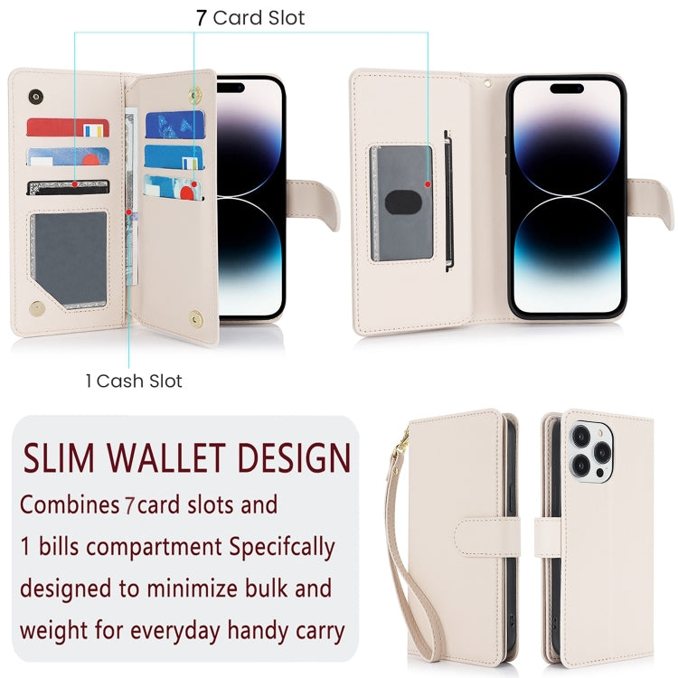 For iPhone 16 Multi-Card Wallet RFID Leather Phone Case(Apricot) - iPhone 16 Cases by PMC TechLife | Online Shopping South Africa | PMC TechLife | Buy Now Pay Later Mobicred