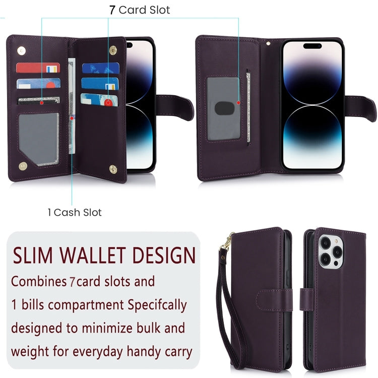 For iPhone 16 Plus Multi-Card Wallet RFID Leather Phone Case(Dark Purple) - free shipping - PMC TechLife - Order now!