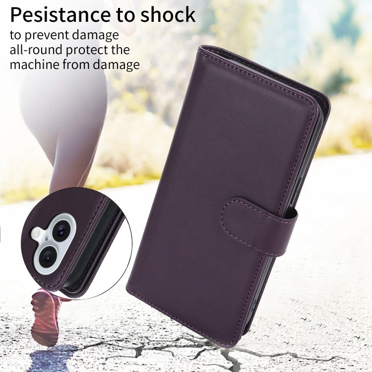 For iPhone 16 Plus Multi-Card Wallet RFID Leather Phone Case(Dark Purple) - free shipping - PMC TechLife - Order now!