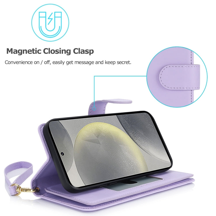 For Samsung Galaxy S24+ / S25+ 5G Multi-Card Wallet RFID Leather Phone Case(Light Purple) - Galaxy S24+ 5G Cases by PMC TechLife | Online Shopping South Africa | PMC TechLife | Buy Now Pay Later Mobicred
