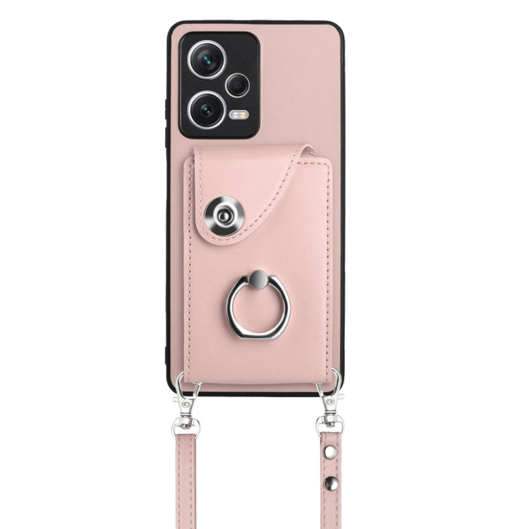 For Xiaomi Redmi Note 12 Pro+ 5G Global Organ Card Bag Ring Holder Phone Case with Long Lanyard(Pink) - Xiaomi Cases by PMC TechLife | Online Shopping South Africa | PMC TechLife | Buy Now Pay Later Mobicred