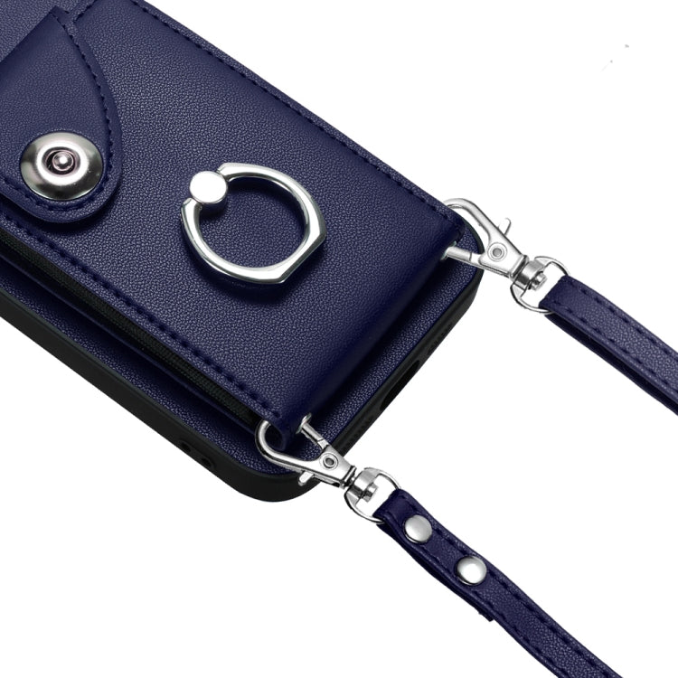 For Xiaomi Redmi A3 4G Organ Card Bag Ring Holder Phone Case with Long Lanyard(Blue) - free shipping - PMC TechLife - Order now!