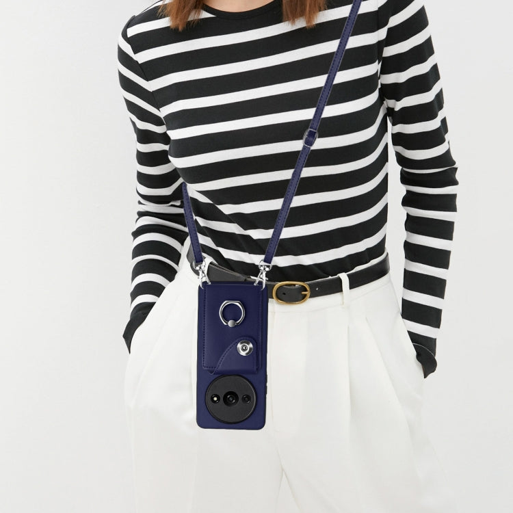 For Xiaomi Redmi A3 4G Organ Card Bag Ring Holder Phone Case with Long Lanyard(Blue) - free shipping - PMC TechLife - Order now!