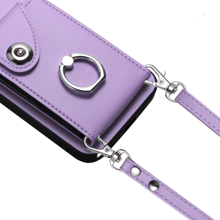 For Xiaomi Redmi Note 13 Pro 4G Global Organ Card Bag Ring Holder Phone Case with Long Lanyard(Purple) - Note 13 Pro Cases by PMC TechLife | Online Shopping South Africa | PMC TechLife | Buy Now Pay Later Mobicred