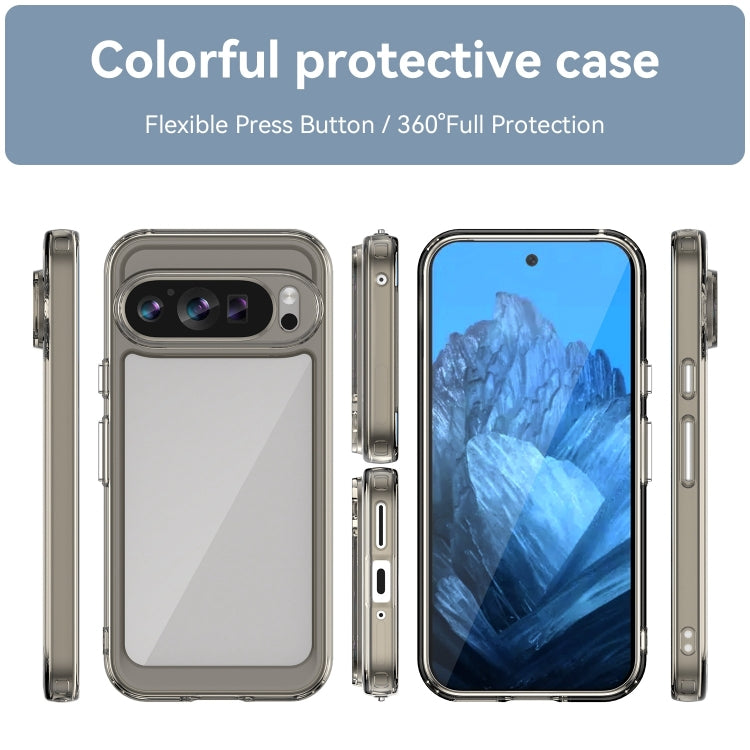 For Google Pixel 9 Colorful Series Acrylic Hybrid TPU Phone Case(Transparent Grey) - Google Cases by PMC TechLife | Online Shopping South Africa | PMC TechLife | Buy Now Pay Later Mobicred