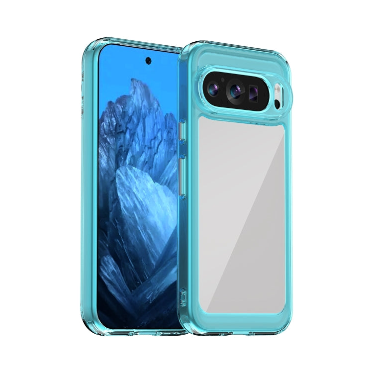 For Google Pixel 9 Colorful Series Acrylic Hybrid TPU Phone Case(Transparent Blue) - Google Cases by PMC TechLife | Online Shopping South Africa | PMC TechLife | Buy Now Pay Later Mobicred