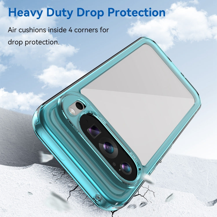 For Google Pixel 9 Colorful Series Acrylic Hybrid TPU Phone Case(Transparent Blue) - Google Cases by PMC TechLife | Online Shopping South Africa | PMC TechLife | Buy Now Pay Later Mobicred