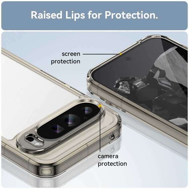 For Google Pixel 9 Pro Colorful Series Acrylic Hybrid TPU Phone Case(Transparent Grey) - Google Cases by PMC TechLife | Online Shopping South Africa | PMC TechLife | Buy Now Pay Later Mobicred