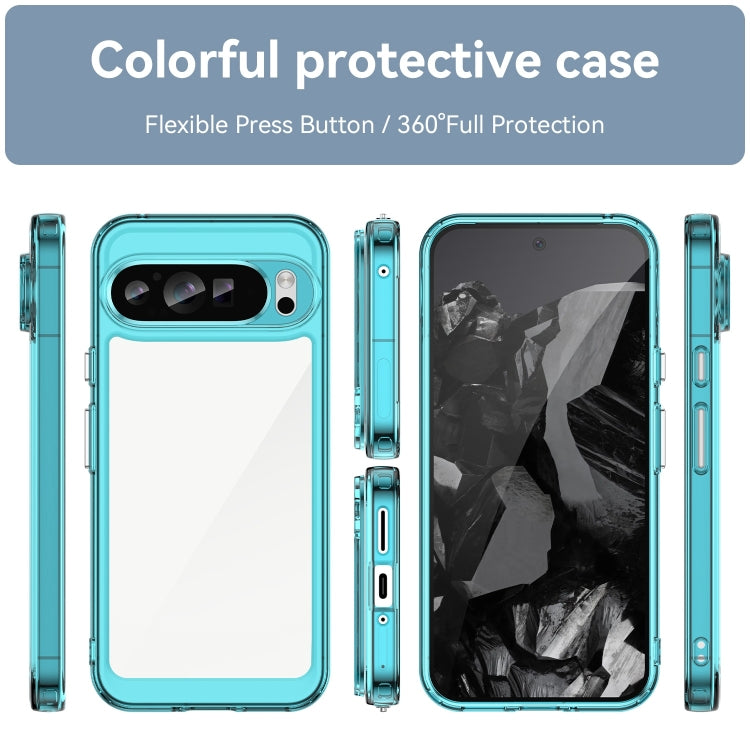 For Google Pixel 9 Pro Colorful Series Acrylic Hybrid TPU Phone Case(Transparent Blue) - Google Cases by PMC TechLife | Online Shopping South Africa | PMC TechLife | Buy Now Pay Later Mobicred
