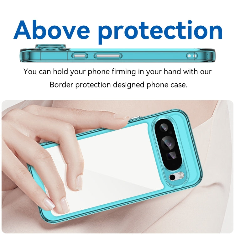 For Google Pixel 9 Pro Colorful Series Acrylic Hybrid TPU Phone Case(Transparent Blue) - Google Cases by PMC TechLife | Online Shopping South Africa | PMC TechLife | Buy Now Pay Later Mobicred