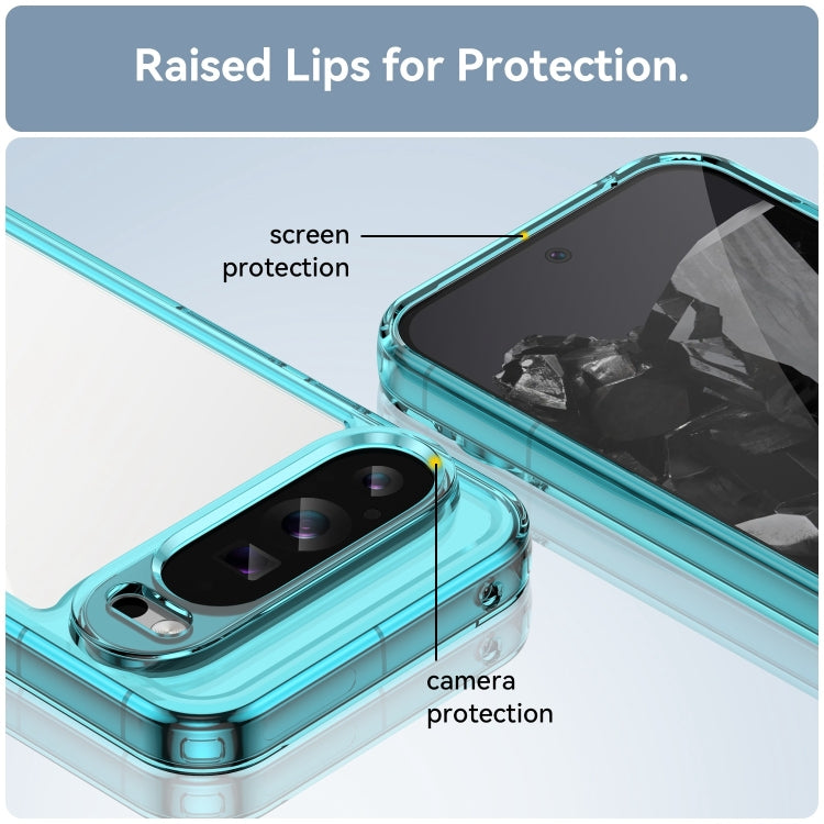 For Google Pixel 9 Pro Colorful Series Acrylic Hybrid TPU Phone Case(Transparent Blue) - Google Cases by PMC TechLife | Online Shopping South Africa | PMC TechLife | Buy Now Pay Later Mobicred