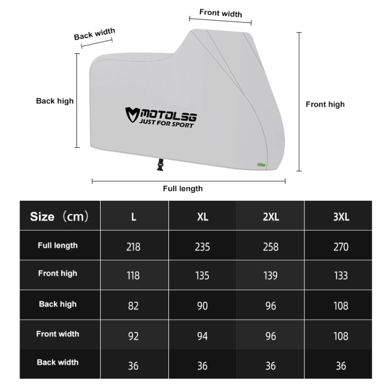 MOTOLSG Motorcycle Waterproof Sunproof Dustproof Thickening Cover, Size:XL(Silver Black) - Raincoat by MOTOLSG | Online Shopping South Africa | PMC TechLife | Buy Now Pay Later Mobicred