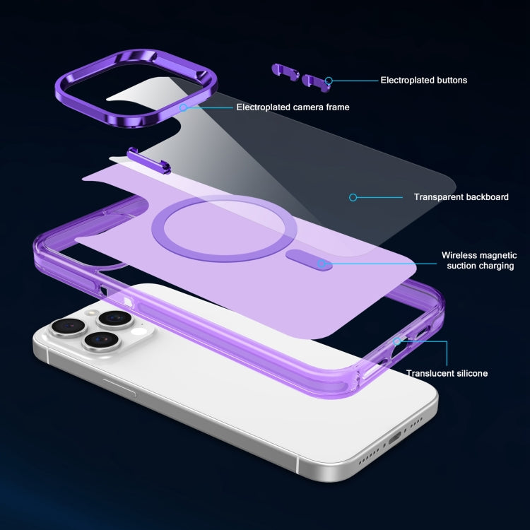 For iPhone 15 Pro Electroplated IMD Magsafe PC Hybrid TPU Phone Case(Purple) - free shipping - PMC TechLife - Order now!