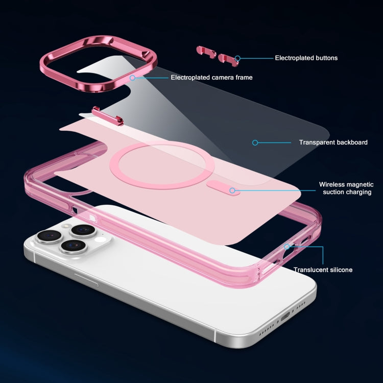 For iPhone 12 Pro Electroplated IMD Magsafe PC Hybrid TPU Phone Case(Pink) - free shipping - PMC TechLife - Order now!