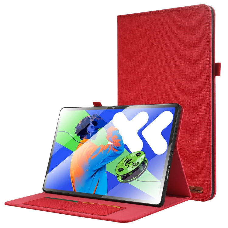 For Lenovo Tab P12 12.7 2025 Fabric Leather Tablet Case(Red) - Lenovo by PMC TechLife | Online Shopping South Africa | PMC TechLife | Buy Now Pay Later Mobicred