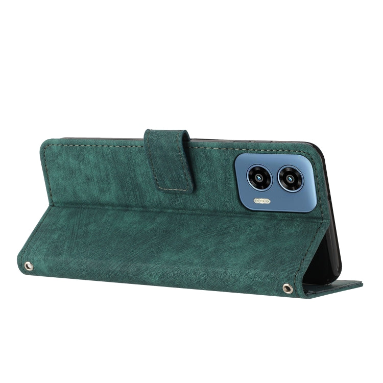 For Motorola Moto G Play 5G 2024 / G 5G 2024 Skin Feel Stripe Pattern Leather Phone Case with Lanyard(Green) - free shipping - PMC Jewellery - Order now!