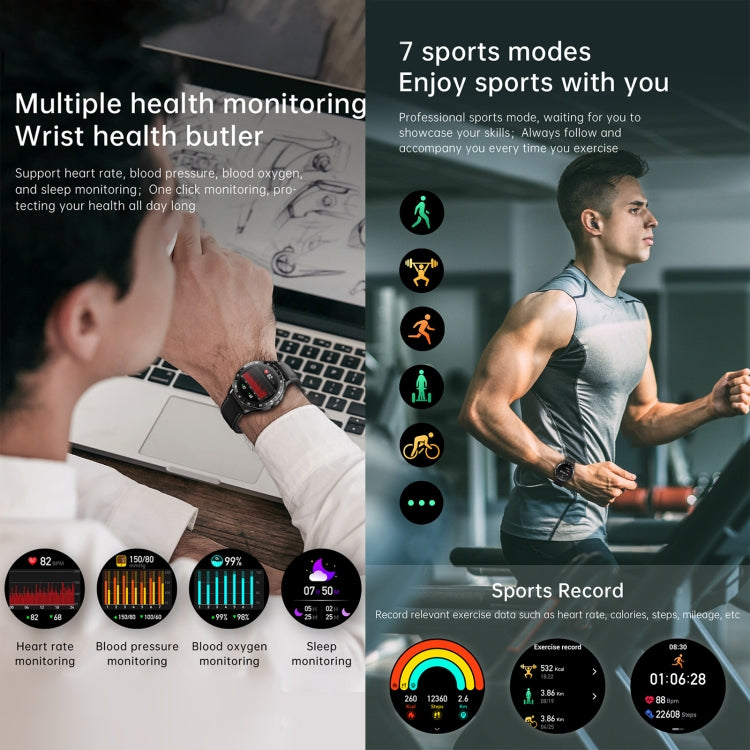 X10 Headphones Smart Watch 1.39 inch Waterproof Bracelet, Support Bluetooth Call / NFC / Heart Rate(Silver + Brown Leather) - free shipping - PMC TechLife - Order now!