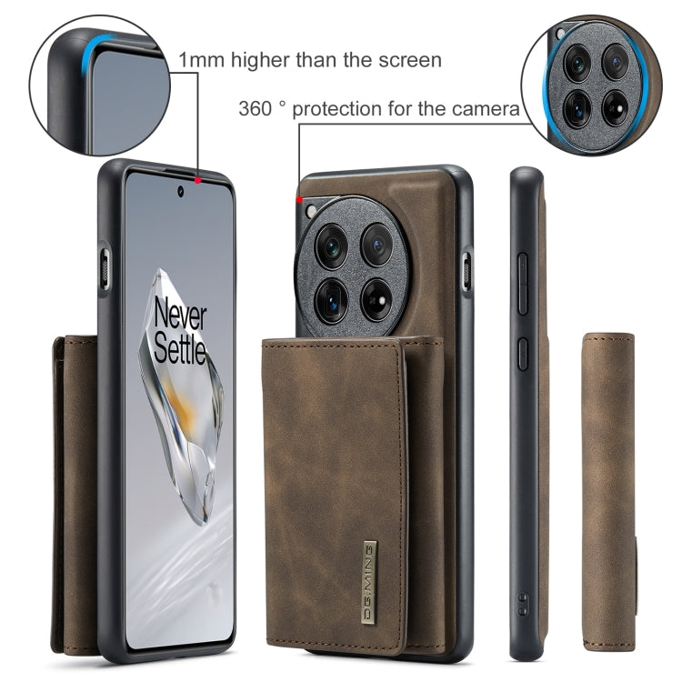 For OnePlus 12 DG.MING M1 Series 3-Fold Multi Card Wallet + Magnetic Phone Case(Coffee) - OnePlus Cases by DG.MING | Online Shopping South Africa | PMC TechLife | Buy Now Pay Later Mobicred